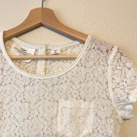 H&M Tops - H&M White Lace Crew Neck Tee 4
